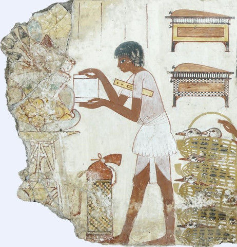 Wandschildering met een klerk uit de tombe van Nebamun.